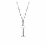 Initial Diamond Bail Pendant in Sterling Silver