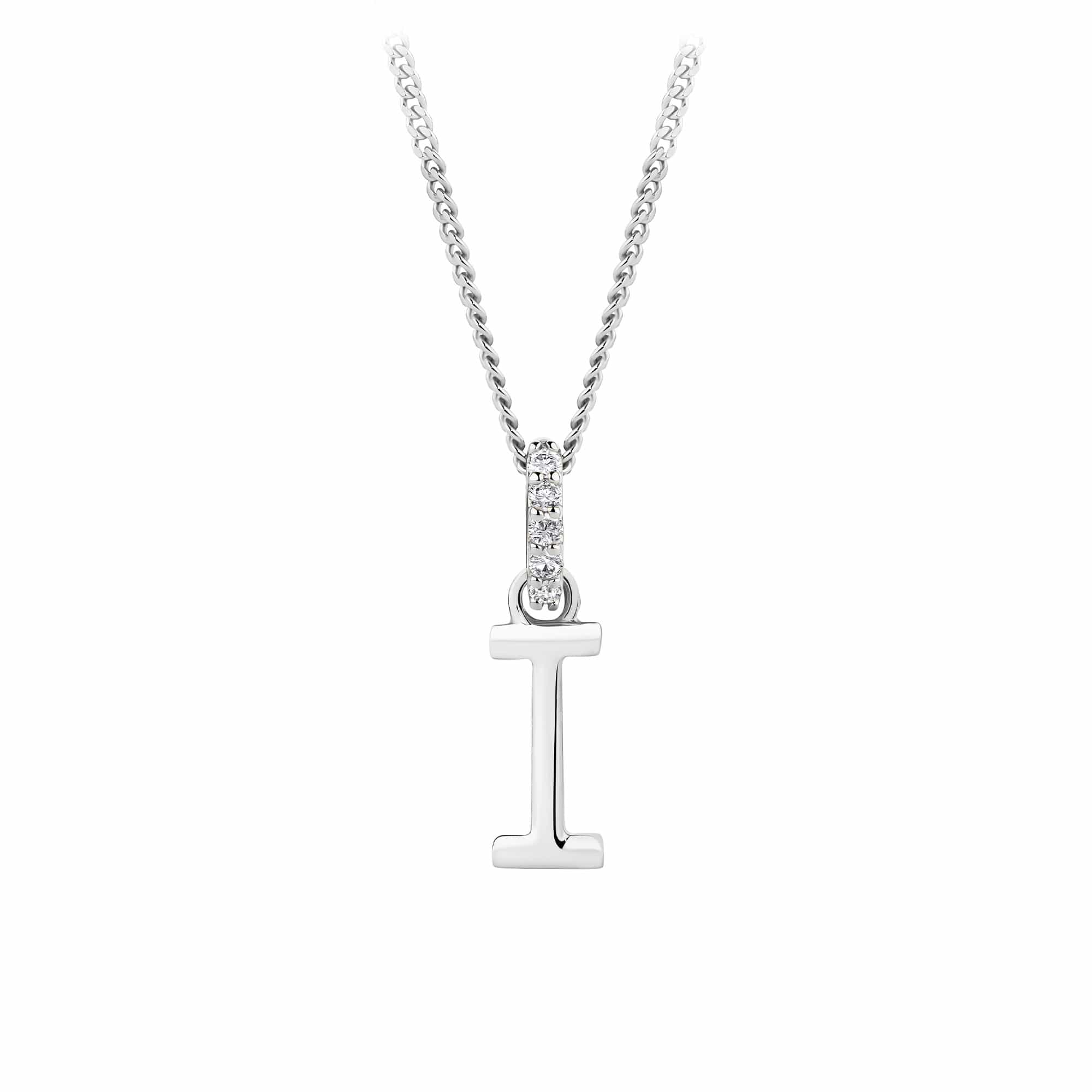 Initial Diamond Bail Pendant in Sterling Silver