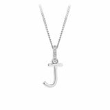 Initial Diamond Bail Pendant in Sterling Silver