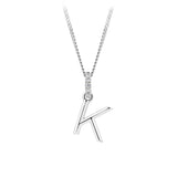 Initial Diamond Bail Pendant in Sterling Silver