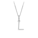 Initial Diamond Bail Pendant in Sterling Silver