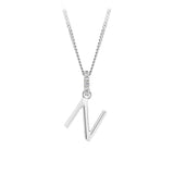Initial Diamond Bail Pendant in Sterling Silver