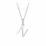 Initial Diamond Bail Pendant in Sterling Silver