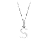 Initial Diamond Bail Pendant in Sterling Silver