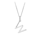 Initial Diamond Bail Pendant in Sterling Silver