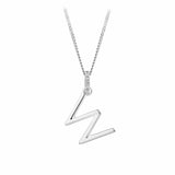 Initial Diamond Bail Pendant in Sterling Silver