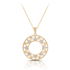 Diamond Circle Leaf Pendant in 9ct Yellow Gold