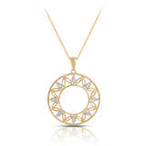 Diamond Circle Leaf Pendant in 9ct Yellow Gold