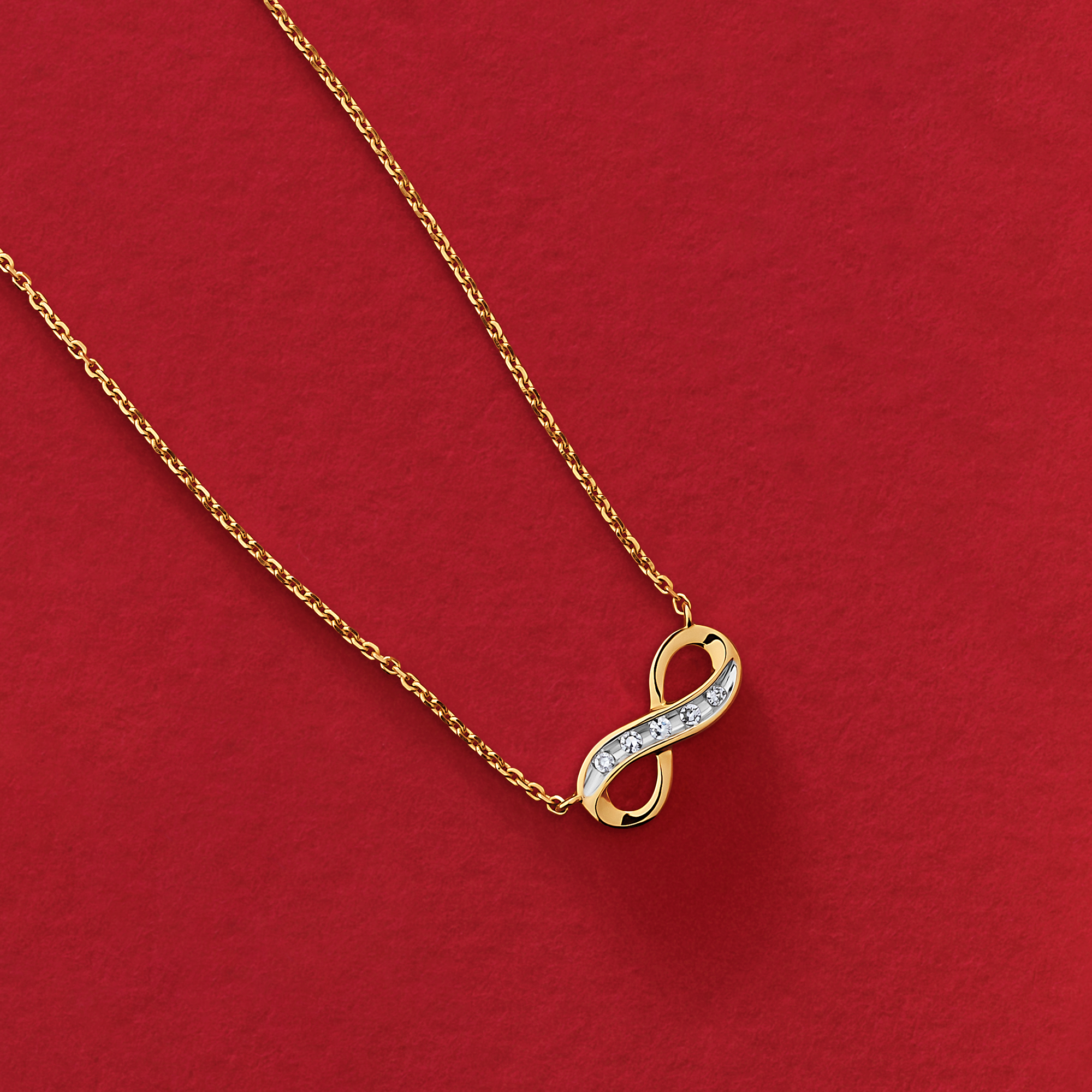 Diamond Infinity Pendant in 9ct Yellow Gold