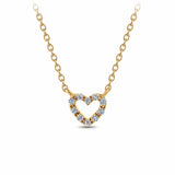 Diamond Heart Pave Set Necklace in 9ct Yellow Gold