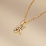 9ct Yellow Gold Initial Pendant Diamond Necklace TGW 0.071