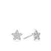 Front-on view of the Wallace Bishop 0.15 TDW Round Diamond Star Stud Earrings in Sterling Silver, reference 3ESTARSS, secured with a butterfly back. Each earring features a star design pavé set with natural round brilliant cut diamonds.