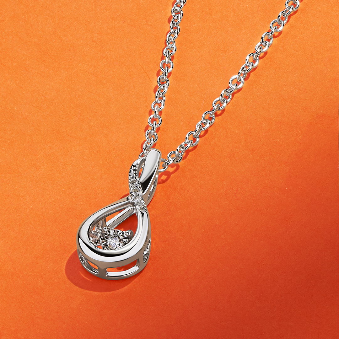 Dancing Diamond Necklace in Sterling Silver