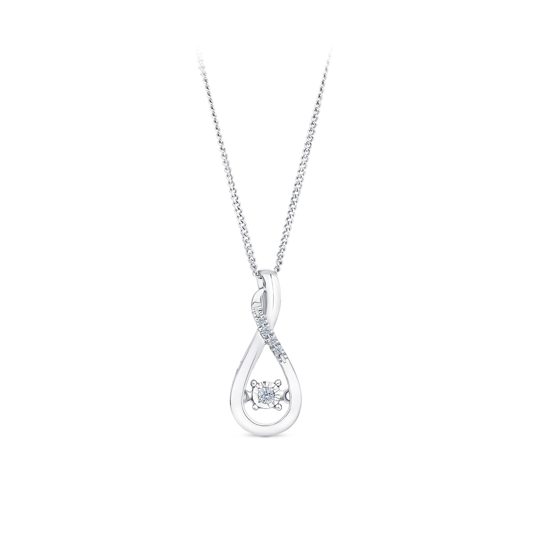 Dancing Diamond Necklace in Sterling Silver