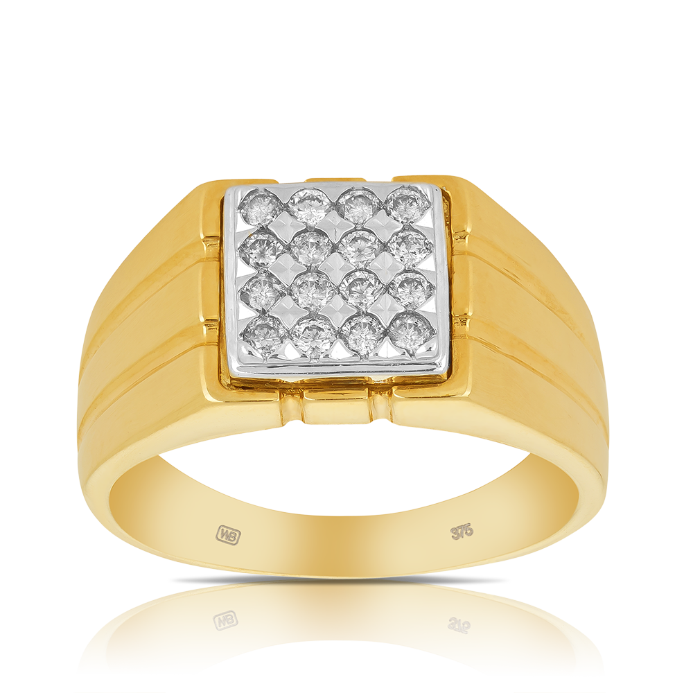 Diamond Wedding Band in 9ct Yellow & White Gold