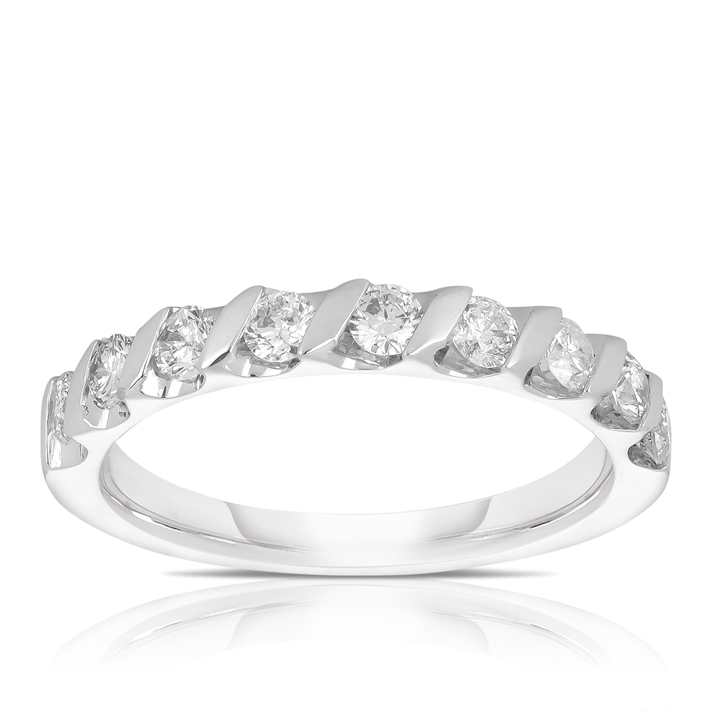 Round Brilliant Cut Diamond Wedding & Anniversary Ring in 18ct White Gold