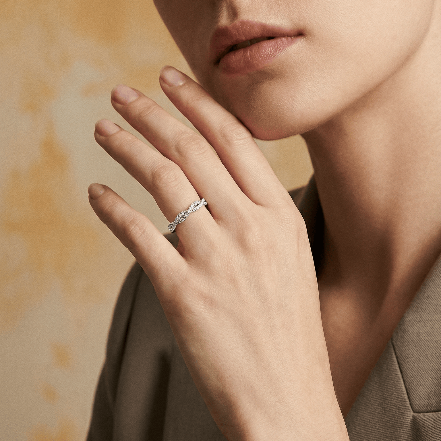 Diamond Twist Ring in 9ct White Gold