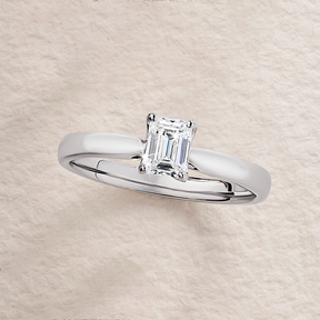 0.50ct Certified Emerald Cut Diamond Solitaire Engagement Ring in 18ct White Gold