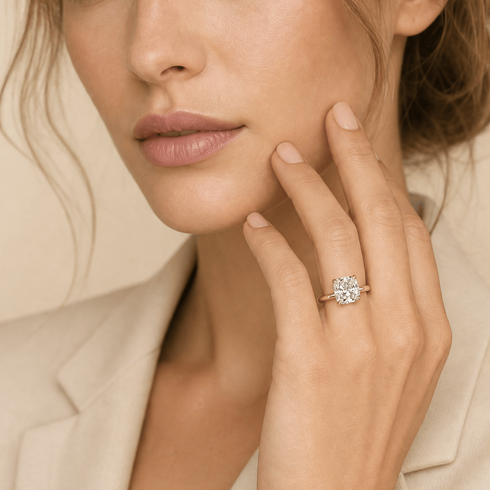 5.30ct Cushion Cut Diamond Solitaire Engagement Ring in 18ct Yellow Gold