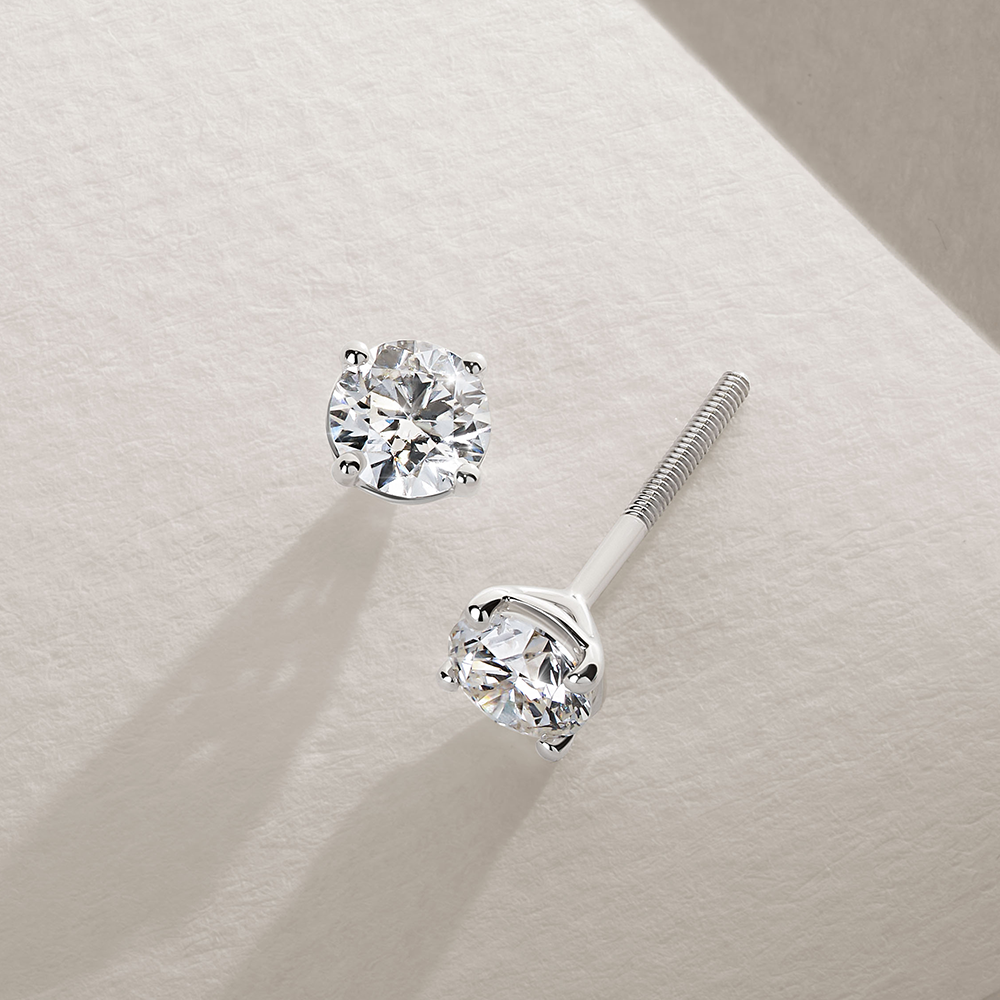 1.00ct TW Diamond Solitaire Earrings in 18ct White Gold