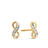 Diamond Infinity Stud Earrings in 9ct Yellow Gold