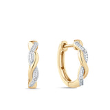 Diamond Twist Hoop Earrings in 9ct Yellow Gold