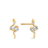 Diamond Snake Stud Earrings in 9ct Yellow Gold