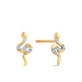 Diamond Snake Stud Earrings in 9ct Yellow Gold
