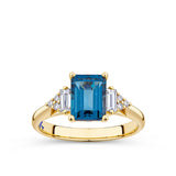 Bluebird™ London Blue Topaz & 0.26ct TW Diamond Ring in 9ct Yellow Gold