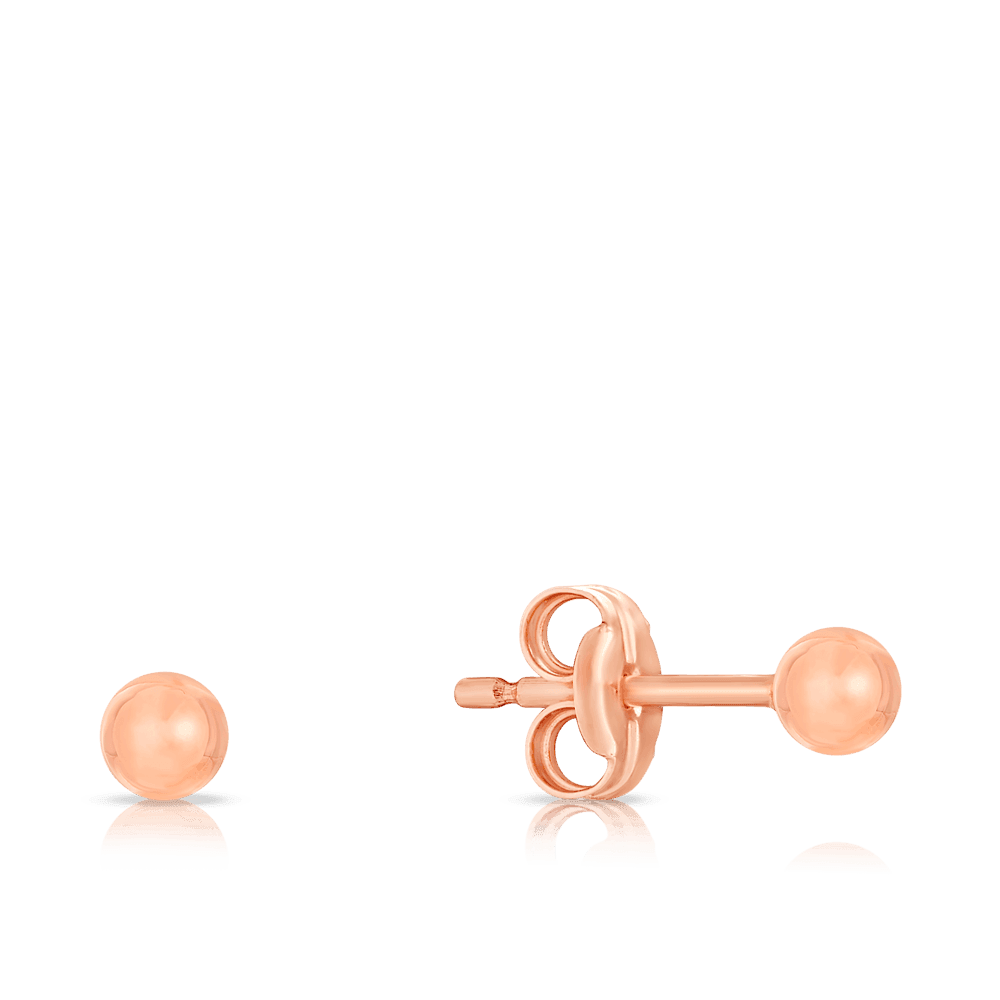 Rose gold ball stud earrings 3mm on sale