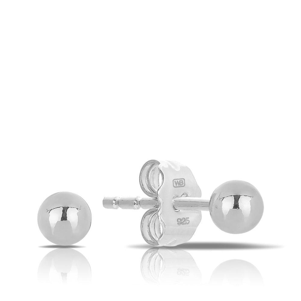 3mm Ball Stud Earrings in Sterling Silver