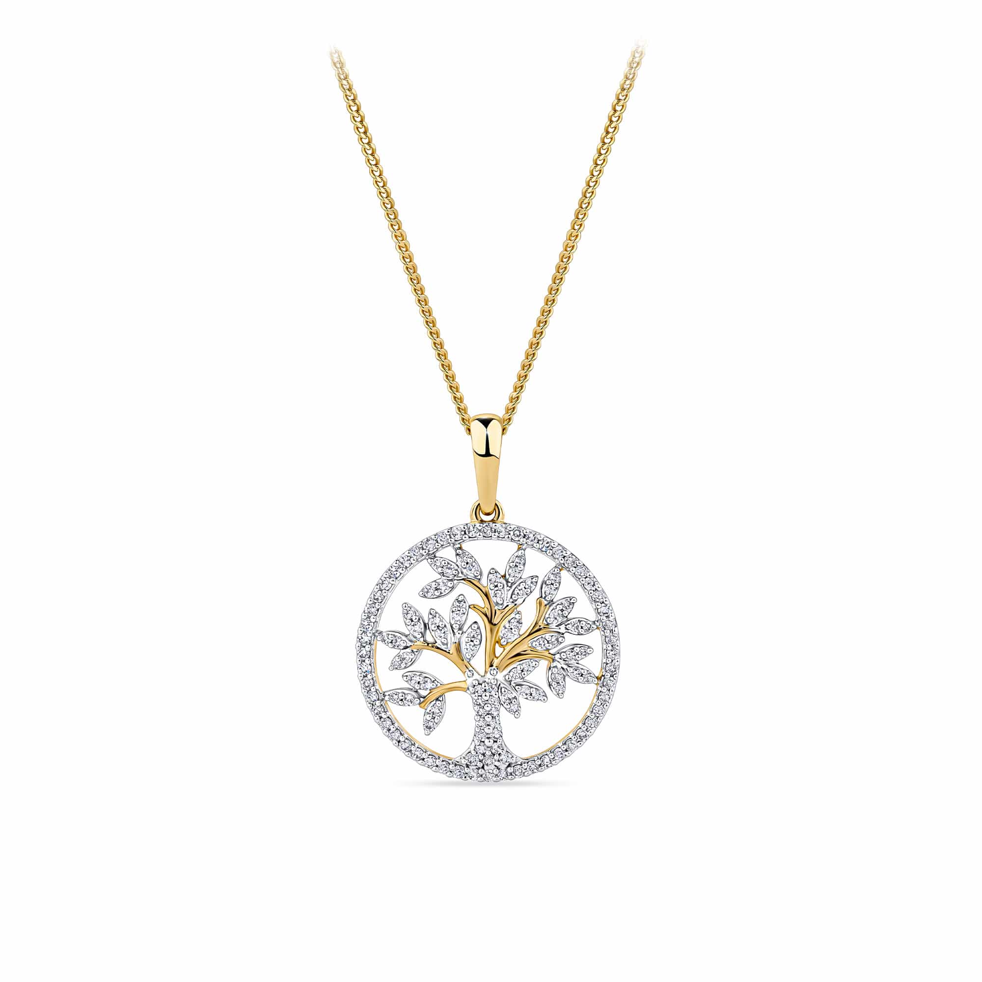 0.25ct TDW Diamond Tree of Life Pendant in 9ct Yellow Gold