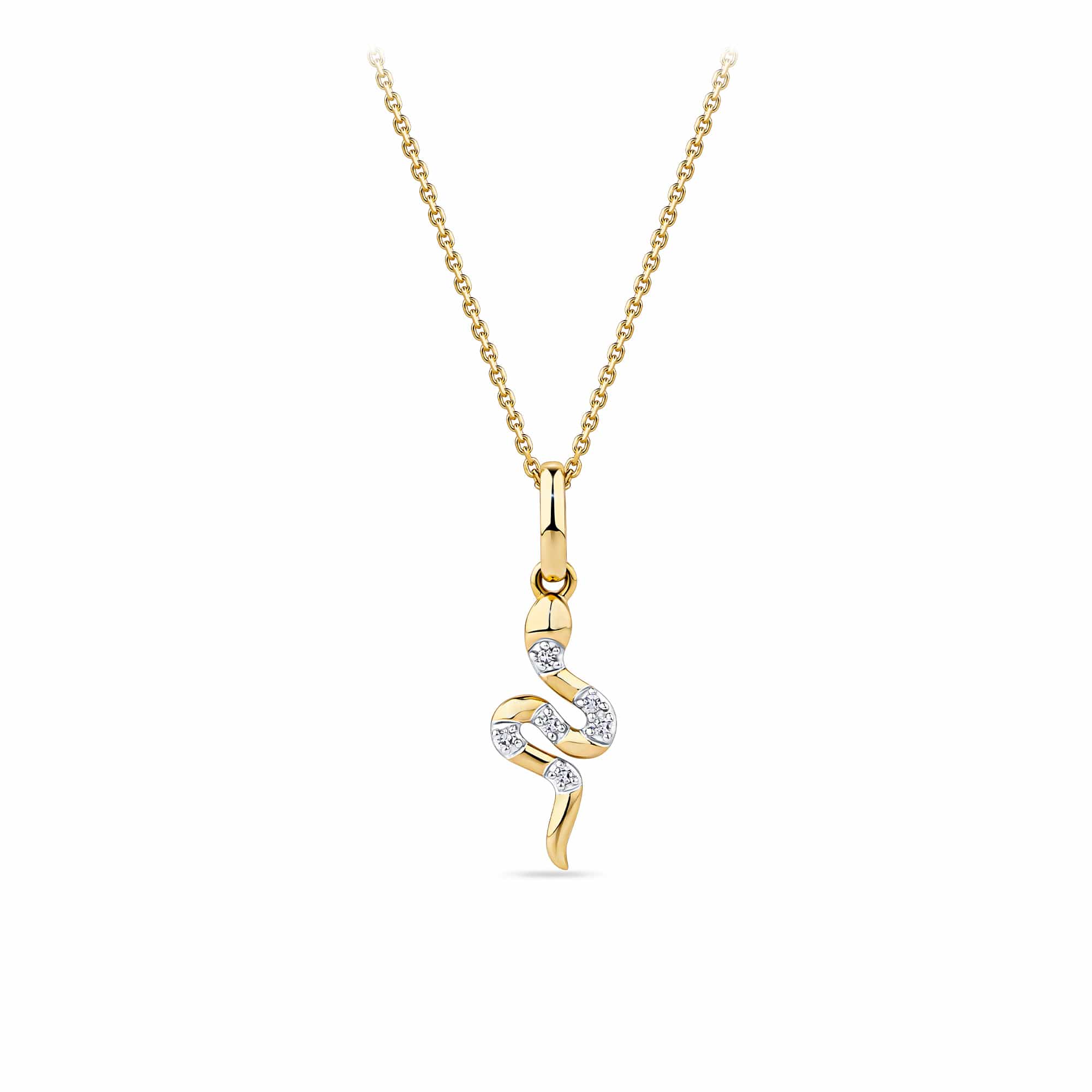Diamond Snake Pendant in 9ct Yellow Gold