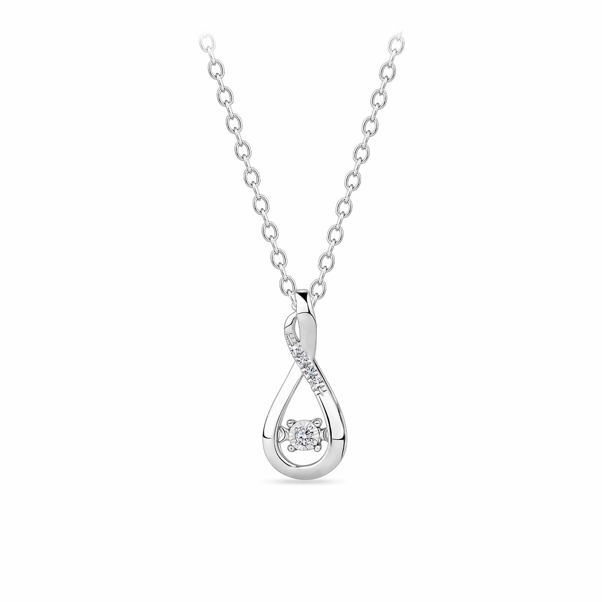 Dancing Diamond Necklace in Sterling Silver