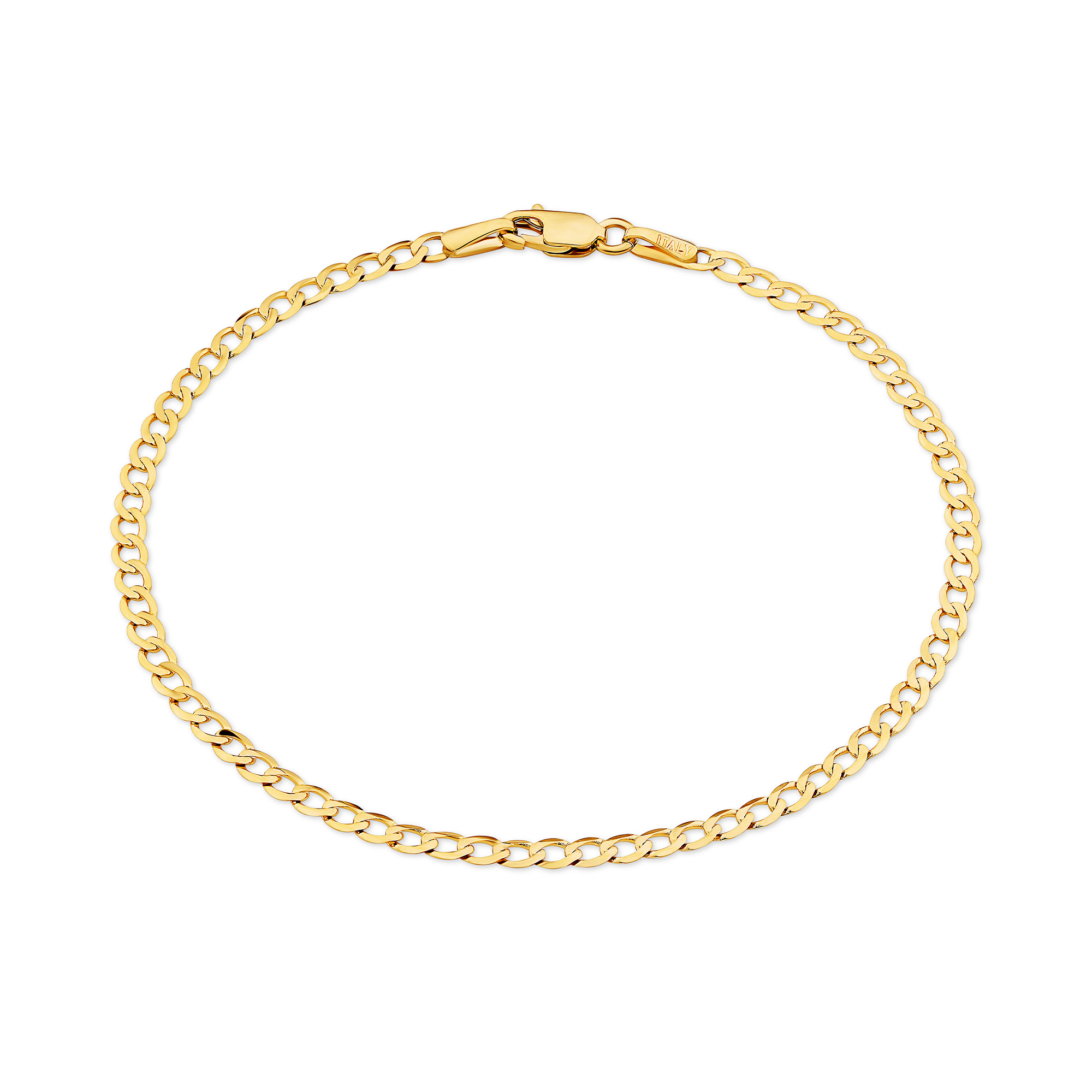 Flat Curb Link Bracelet in 18ct Yellow Gold