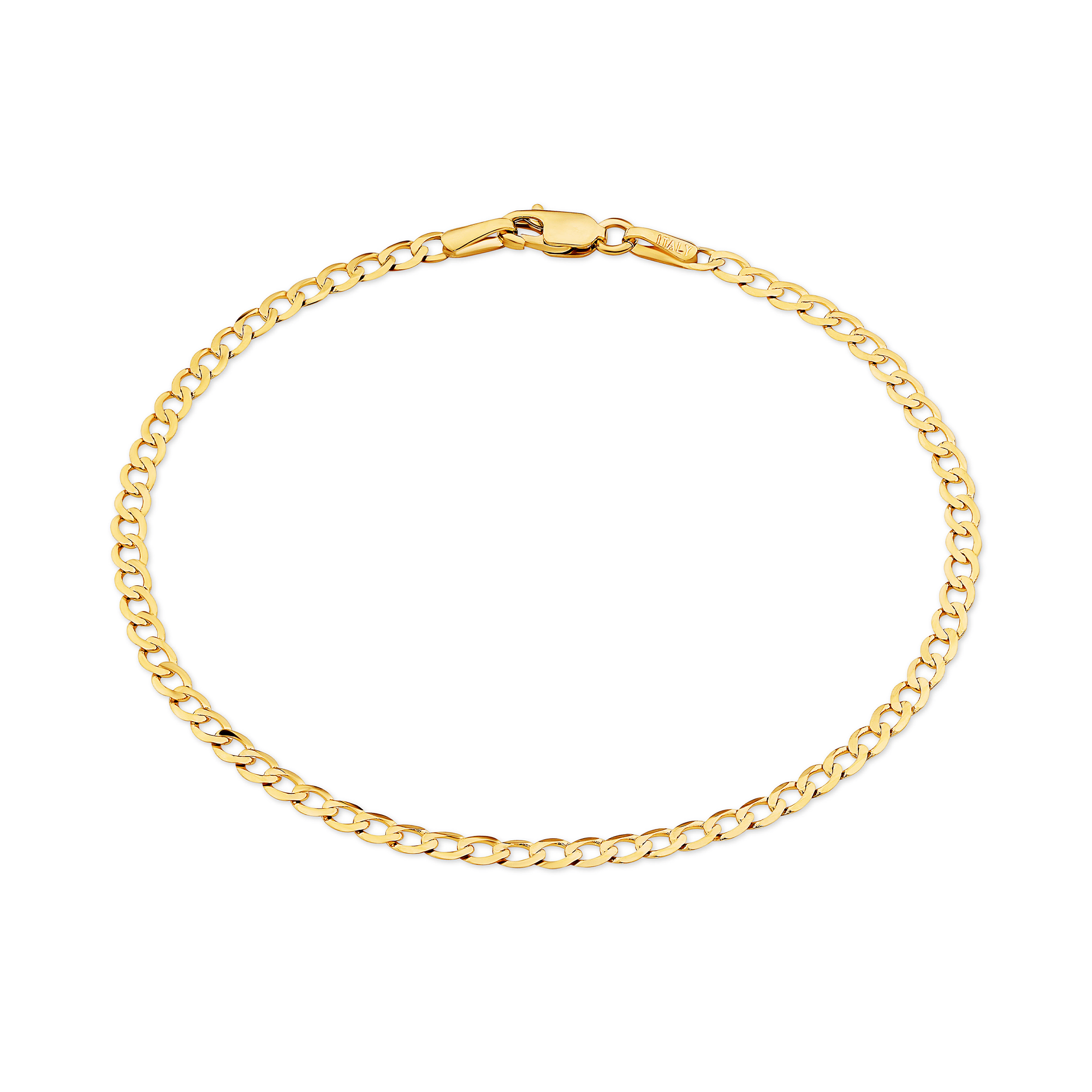 Flat Curb Link Bracelet in 18ct Yellow Gold