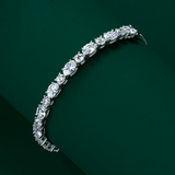 Cubic Zirconia Oval Slider Bracelet in Sterling Silver