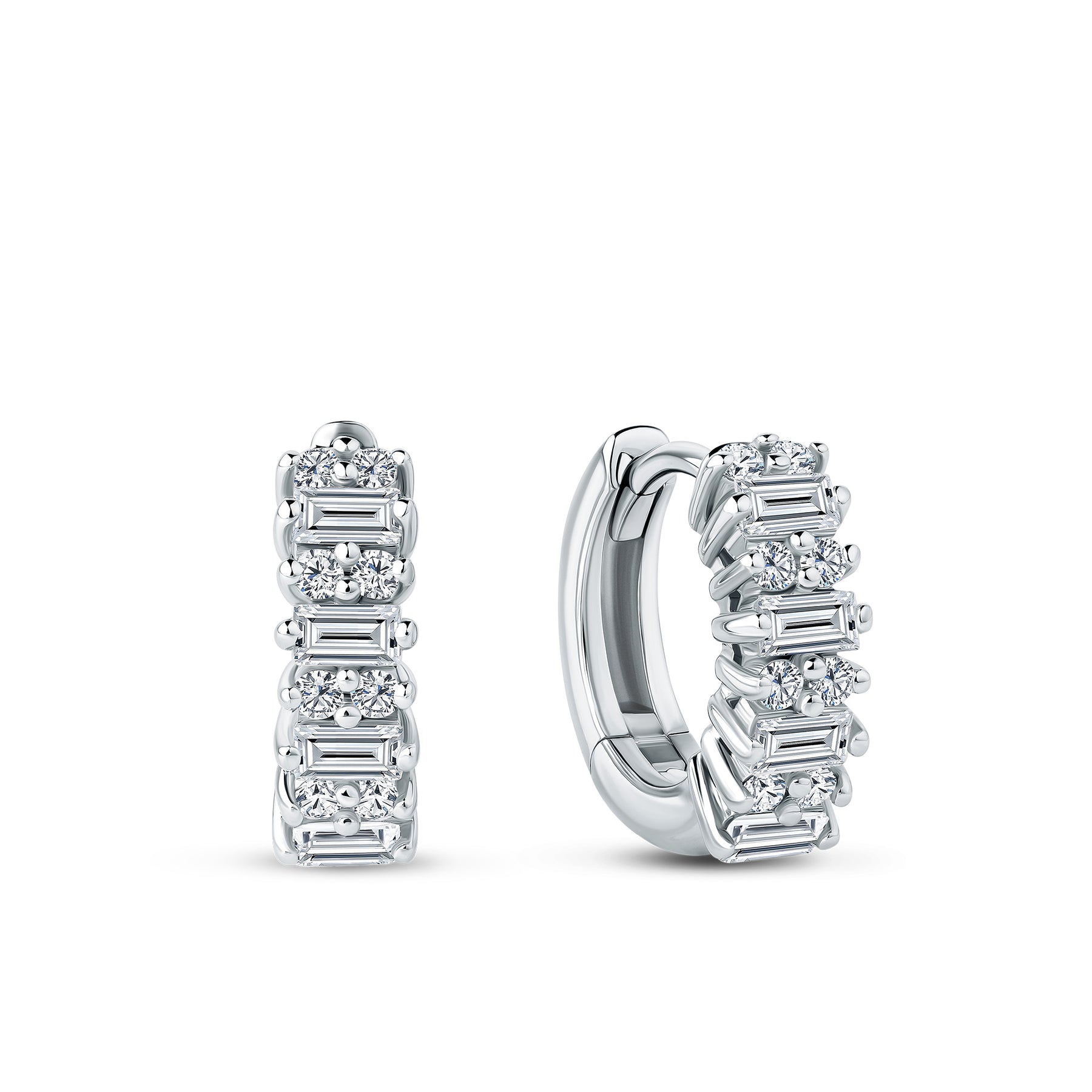 Cubic Zirconia Huggie Earrings in Sterling Silver