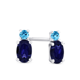 Blue Cubic Zirconia Stud Earrings in Sterling Silver