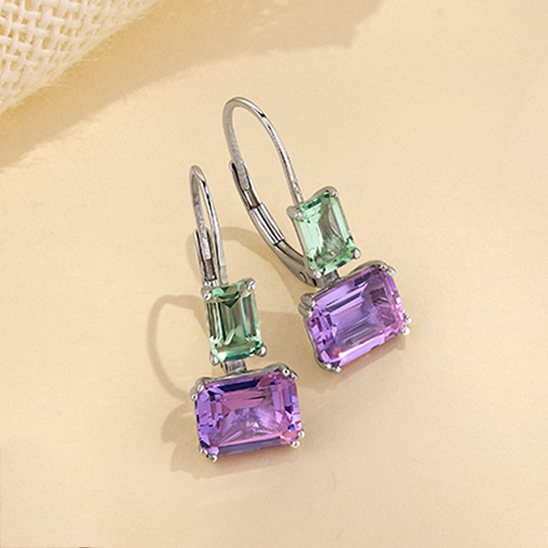 Pastel Cubic Zirconia Earrings in Sterling Silver