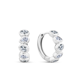 Cubic Zirconia Huggie Earrings in Sterling Silver