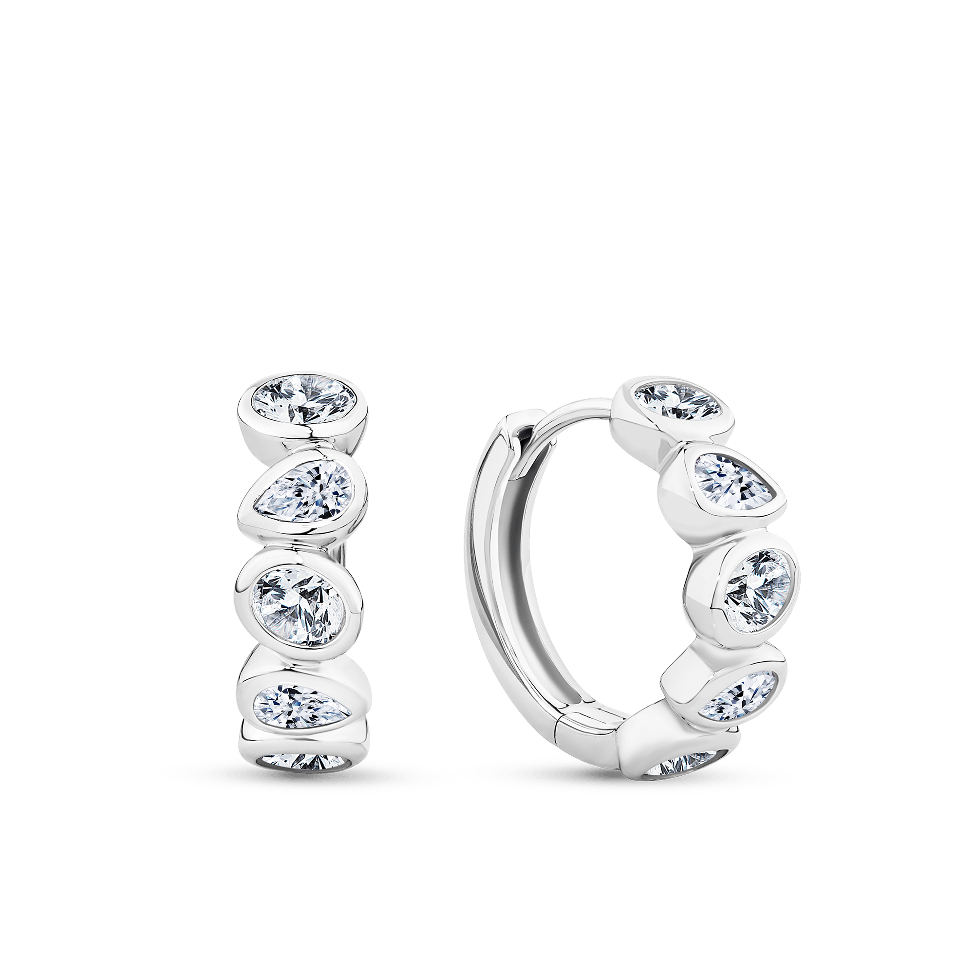 Cubic Zirconia Huggie Earrings in Sterling Silver