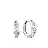 Cubic Zirconia Polished Huggies Earrings in Sterling Silver
