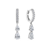 Cubic Zirconia Drop Huggies in Sterling Silver