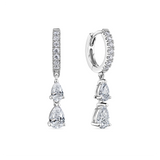 Cubic Zirconia Drop Huggies in Sterling Silver