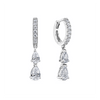 Cubic Zirconia Drop Huggies in Sterling Silver