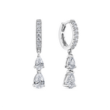 Cubic Zirconia Drop Huggies in Sterling Silver