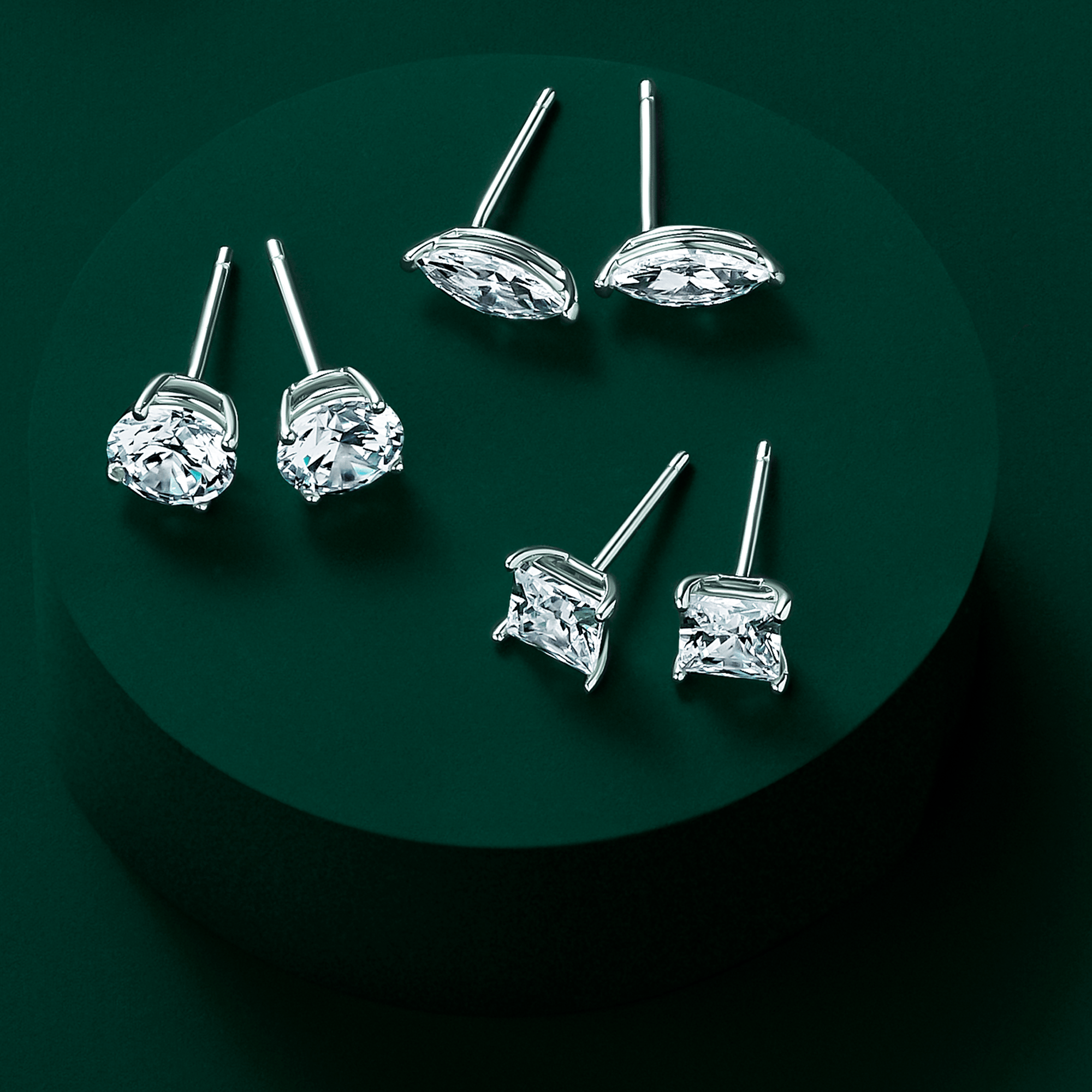 Cubic Zirconia Solitaire Earrings in Sterling Silver