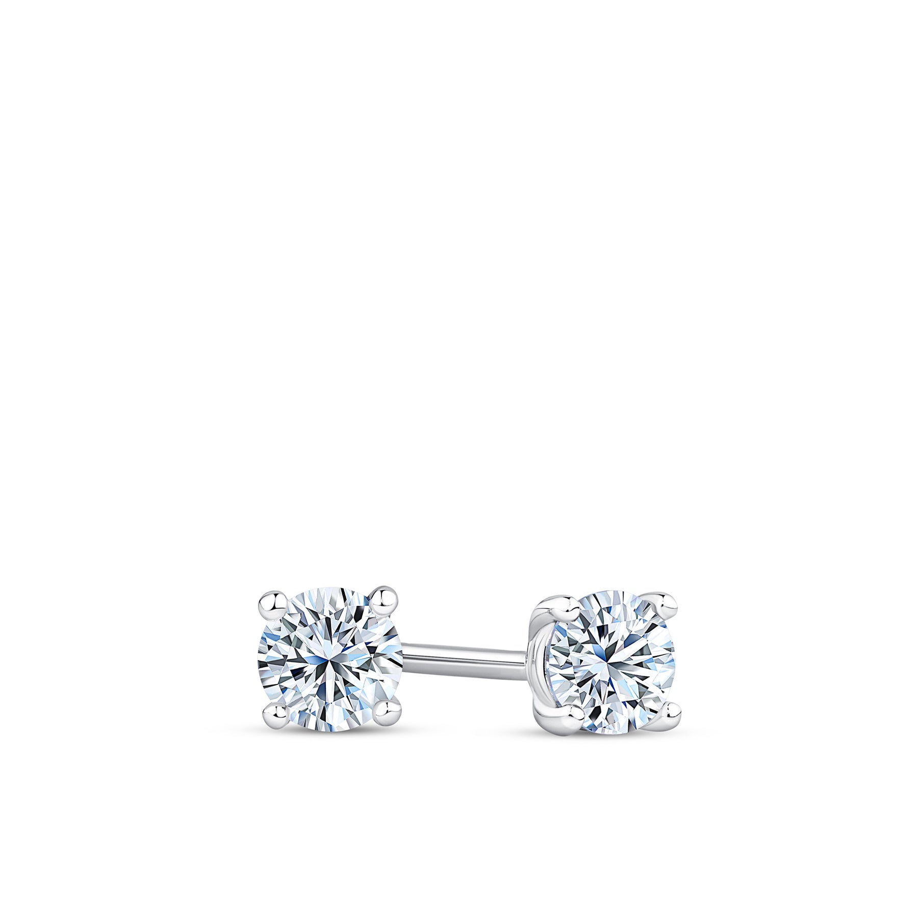 Cubic Zirconia Stud Earrings in Sterling Silver in Red Bauble