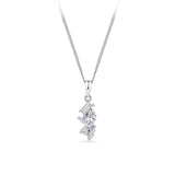 Front-on view of the Wallace Bishop Cubic Zirconia Scatter Pendant in Sterling Silver, reference 41PCZD02, measuring 12mm in length. The pendant features a claw-set cluster of cubic zirconias, mixing baguette, marquise, pear and round cuts for an asymmetric, scattered sparkle.